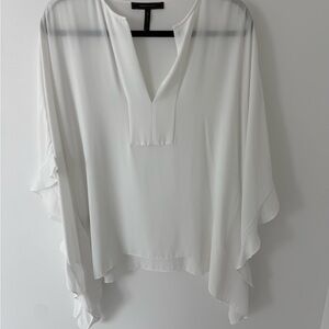 BCBGMaxAzria White Flowing V-Neck Blouse